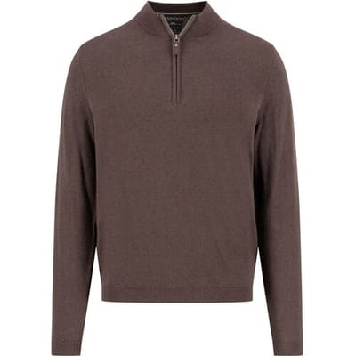Fynch-Hatton Trui Troyer Zip Winter Air Cotton Cashmere Dark Chocolate / male