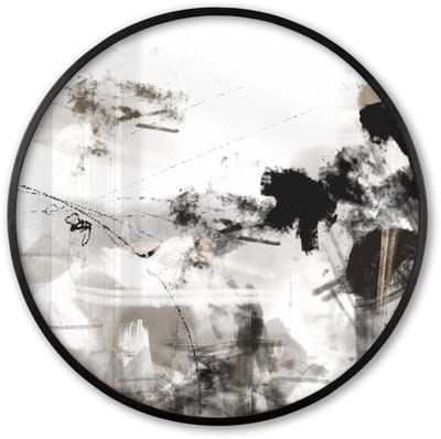 Poster in lijst Rond - Fotolijst 60x60 cm - Posters - Schilderij - Verf - Zwart wit - Kunst - Ronde posterlijst zwart - Decoratie - Wanddecoratie woonkamer - Muurdecoratie slaapkamer
