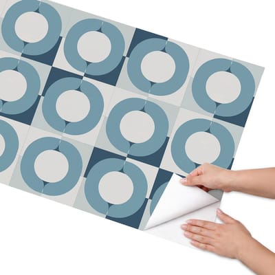 Coloray Meubel Wrap Folie - Blauw Meubelfolie - 65x130 cm - Decoratiefolie Blauwe wielen - Meubel Wrap Folie - Geometrische Meubelfolie - Plakfolie Meubels - Keuken decoratie - Geometrische