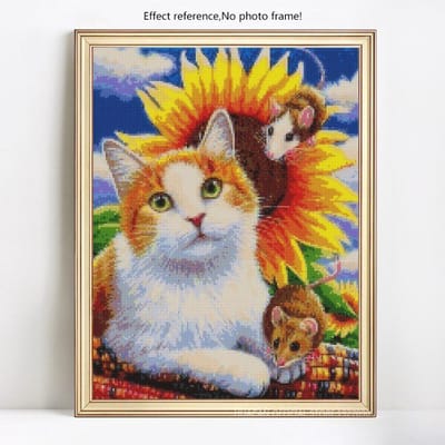 5D DIY Mosaïque Diamant Broderie Vente Rond Complet Animal Chat Peinture Diamant Strass Images 20X30CM blue