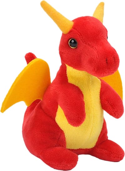 Wild Republic pluche dieren knuffel Draak - rood - 13 cm - Draken knuffels