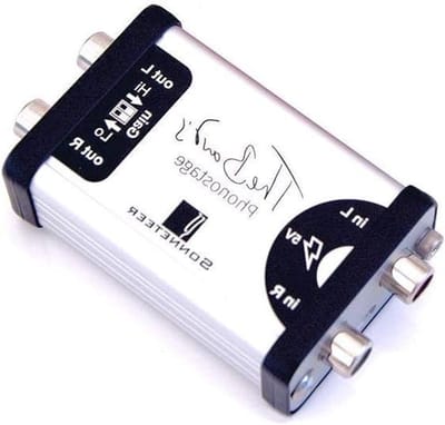 Phono voorversterker - RIAA versterker platenspeler - Vinyl afspelen - Twee versterkingsinstellingen - 65 x 45 x 22 cm - Zilver