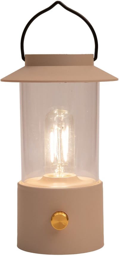 Anna Collection Camping tafellamp/lantaarn Darcy - beige - 24 cm - dimbaar - draadloos/oplaadbaar USB - buiten