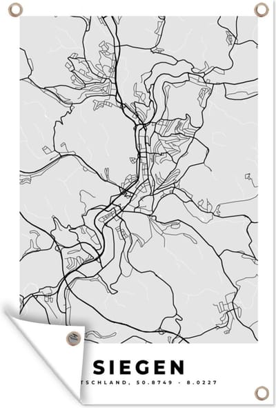 Muurdecoratie Duitsland - Plattegrond - Siegen - Kaart - Stadskaart - 120x180 cm - Tuinposter - Tuindoek
