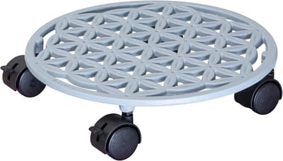 Planten Trolley - Bloementrolley Onderzetter - Planten Verplaatsen - Met Remmen - Ø 29 cm - Papyrus Wit