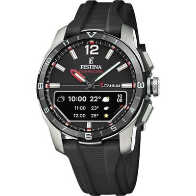 Festina F23000/4 Heren Horloge - Mineraalglas - Titanium/Leer - Zilverkleurig - Ø 44 mm - Quartz - Gesp - 3 ATM (spatwater)
