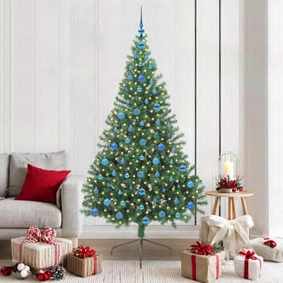 vidaXL - Kunststof - Voorverlichte - Kerstboom - met - 300 - LED - Groen - 210 - cm - PVC