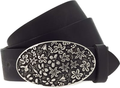 MUSTANG Leren Riem Leather Belt W120 Black Zwart