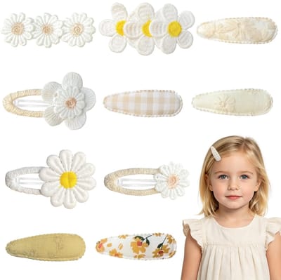 Dailygoods - 10 Stuks Bloem Haarspeldjes voor Meisjes - Geborduurd en Schattig