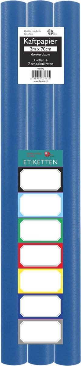 3 Rollen kaftpapier schoolboeken studieboeken - Donkerblauw - 200 x 70 cm