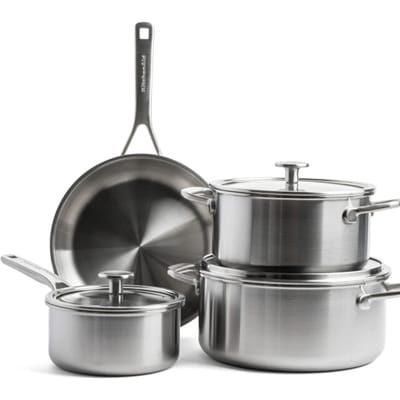 KitchenAid Multi-Ply kookpannen set - 4-delig - RVS - inductie - PFAS-vrij
