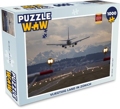Puzzel Vliegtuig land in Zürich - Legpuzzel - Puzzel 1000 stukjes volwassenen