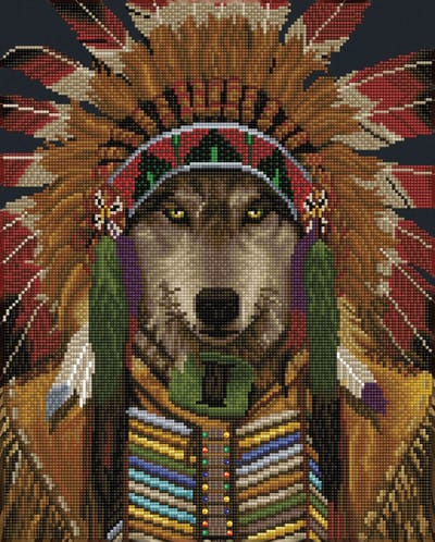 Diamond Dotz diamond painting Wolf Spirit Chief dieren knutselset.