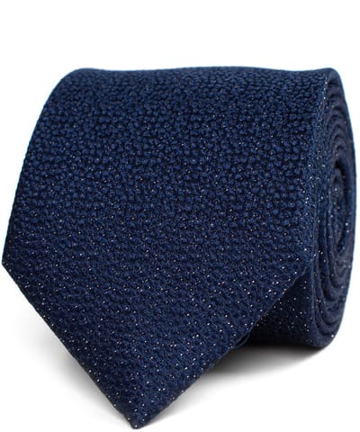 TRESANTI | FABBRO | Zijden stropdas met lurex motief | Navy