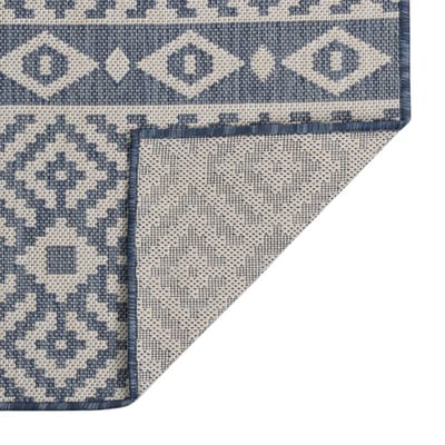 vidaXL - Buitenkleed - met - patroon - platgeweven - 80x250 - cm - blauw