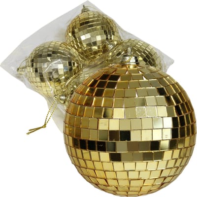 Othmar Decorations discobal kerstballen - 4x - goud - 8 cm - kunststof - spiegelbol