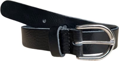 Leren dames riem - Zwart - Zilveren gesp - 3 cm breed - Nikkelvrij - Riemmaat 85 - Totale lengte 100 cm