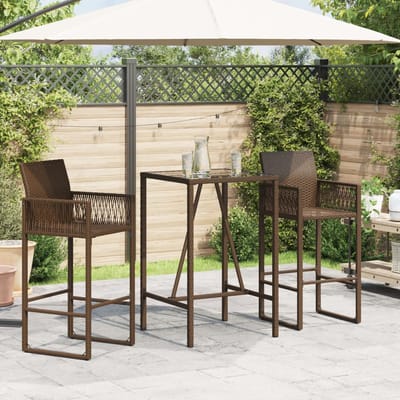vidaXL - Tuinbartafel - 70x70x110 - cm - poly - rattan - bruin
