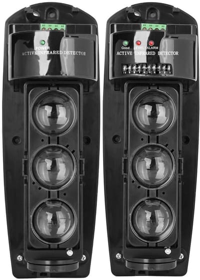 Dailygoody - Triple Beam Detector - Infrarood Alarm - Draadloos Beveiligingssysteem - Zwart - Home Security - 150 Meter Bereik - Geschikt voor Woningb..