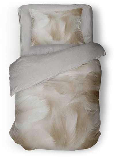 Eleganzzz Dekbedovertrek Feathered Bliss - Sandy Beige - Dekbedovertrek 140x200/220cm - Micropercal - Eenpersoons - Dekbedovertrekken - Veren Dekbedovertrek