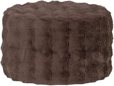 WOOOD Olven Poef Laag - Fluffy Stof - Bruin - 36x60x60