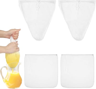 Voedselfilterzakken voor Noten en Groentemelk - Set van 4, Hoogwaardige Keukenaccessoires voor Kefir en Plantaardige Melk