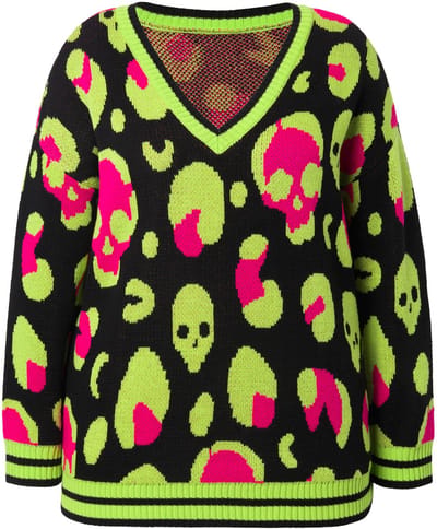 Angel of Style - Dames - Trui Boxy Fit doodshoofdmotief - Zwart - Maat 42+