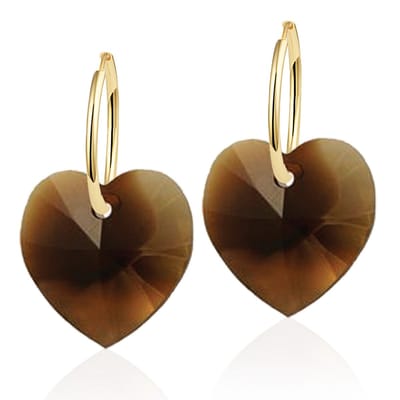 Montebello Oorbellen Delfin HG67 - Swarovski Hart - 925 Zilver Verguld - Ø18mm - 28mm