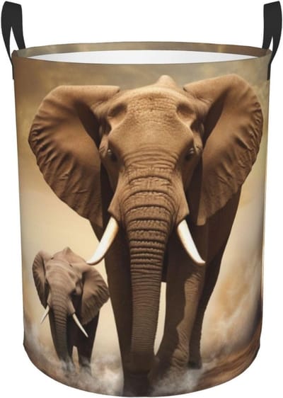 Grote wasmand - Kledingopslag zak - Wasgoed sorteren - Vrijstaand ontwerp - 50x50x40 cm - Olifant print