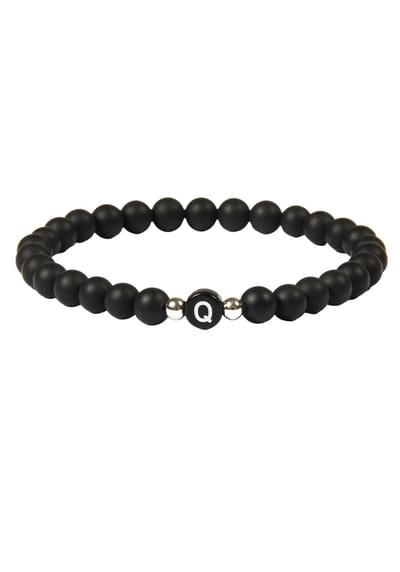 good.designs Parelarmband van agaatstenen met de letter Q
