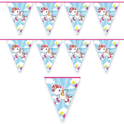 Folat Vlaggenlijn Unicorn - 2x - 10 m - eenhoorn thema - kinderfeestje - versiering
