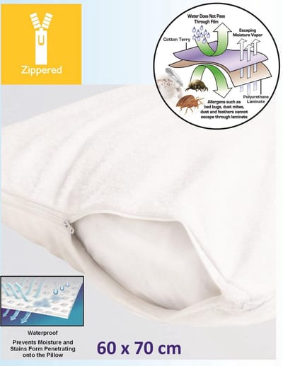 Homéé® Molton waterdicht Kussensloop TPU 60x70 cm 100% badstof - kraakt niet - kussen beschermer 2 stuks