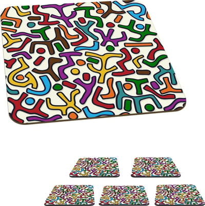 Onderzetters voor glazen - Abstract - Patronen - Afrika - 10x10 cm - Glasonderzetters - 6 stuks