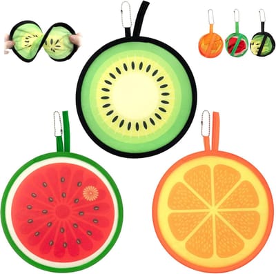 3 Stuks Opvouwbare Ronde Handwaaiers - Ronde Opvouwbare Ventilator - Opvouwbare Ventilator - Fruitmotief - Zomer Stijl - Draagbare Verkoeling - Voor Zomerevenementen, Reizen, Festivaldecoratie en Feestartikelen