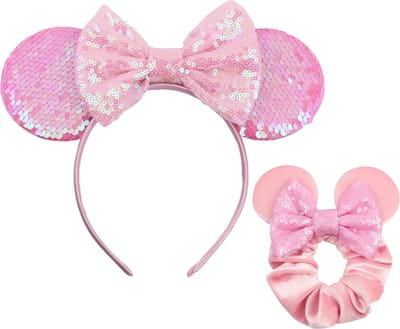 LIXIN Mickey Mouse Diadeem en Scrunchie - Kleur 1 - Haarband Dames - Haar Scrunchies - Meisjes - Tieners - Vrouwen - Volwassenen - Lichtgewicht - Haarelastiek - Haarsieraad - Gekleurde haarelastiek - Haaraccessoires