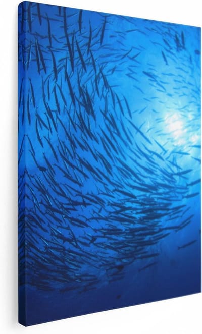 Artaza Canvas Schilderij Zee - 30x40 cm - Klein - Wanddecoratie Vissen - Muurdecoratie Onderwaterwereld - Kamer Accessoires