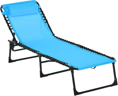 Killogood Opvouwbare ligstoel - ademende zitbekleding - metalen frame - 189 x 58 x 30 cm - blauw.
