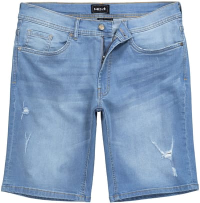 Men Plus - Heren - Jeans-Bermuda denim buikvriendelijk straight fit 5-pocket - Gebleekt denim - Maat 52