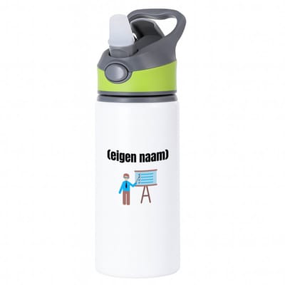 Hacebo® - docent met checklist met eigen naam waterfles met rietje groen - Docent - meesters of juffen - collega's - verjaardag - afscheidscadeau - geschenk - kado - water fles - 650ML