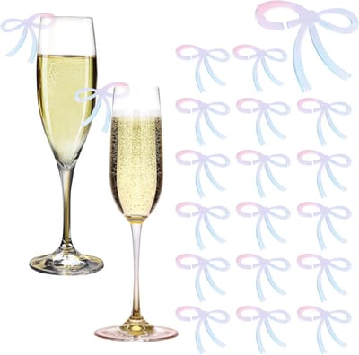 20PCS Acryl Drink Tags in Hartvorm voor Feestjes - Roze, Blauw en Zwart - Decoratie voor Wijnglazen en Drankjes