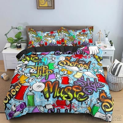 Cartoon Graffiti Quilt Cadeaus Dekbedovertrek Set HD Dekbedovertrek voor Kinderen Beddengoed Sets Slaapkamer Decoratie Baby 120x150cm