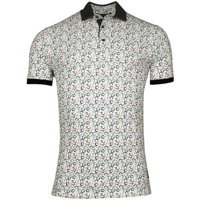 Giordano Polo Genardi Subtle Stretch Graphic Squares Pattern Piqué Rood-Multi / male