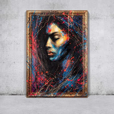YS Schilderij - Handgeschilderd canvas schilderij - Wanddecoratie Figuur - Blauw en goud - canvas - Muurdecoratie woonkamer - Slaapkamer decoratie - Kamer accessoires - schilderij canvas - Abstract schilderij mens Gold 120x80