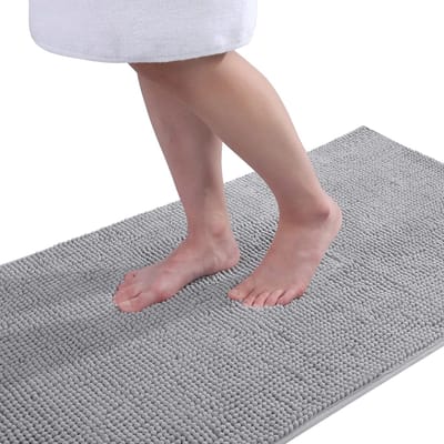 Olanly Badmat Antislip – Chenille Douchemat – Badmat Badkamer – Vloermat – Grijs – 50X80 cm