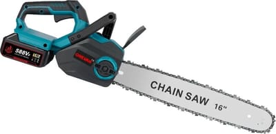 Elektrische Kettingzaag - Kettingzaag met Accu - Houtzaag - Houtbewerking - Boomzaag - Krachtig - 8000W - 16 Inch - 2 Accu's - Acculader - Ketting en Zaagblad - Noodstop - Verstelbare Ketting
