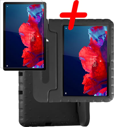 Hoesje Geschikt voor Lenovo Tab P11 - Met Screenprotector - Kinderhoes Shockproof Bumper - Kidsproof Case - Tablet Hoes - Kinder Hoes Cover - Zwart