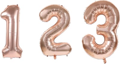 Folieballon nummer 1 - 35cm Roségoud (1 stuks) - Partydeco