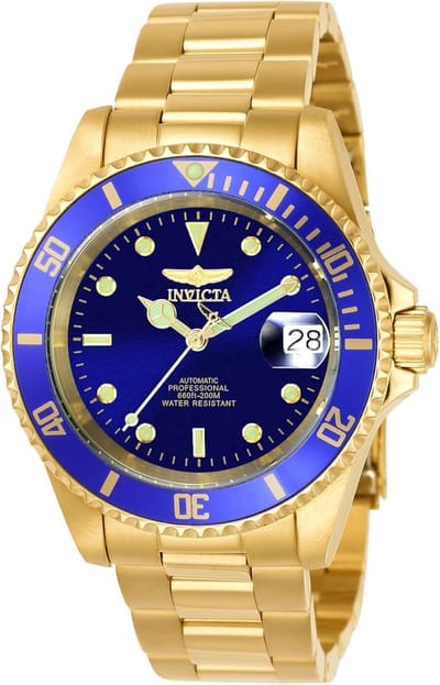 Automatisch Herenhorloge met Blauwe en Gouden Details - Duikhorloge Stijl