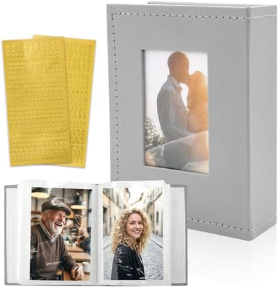 Fotoalbum met Leren Kaft voor 100 Foto's, Inclusief Invoegbladen, Ribbons en Stickers voor Familieherinneringen