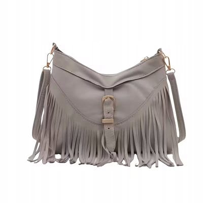 Dames Boho Schoudertas met Franjes - Grijs